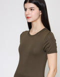 ZES Basic Plain Rib Tee Kaos Lengan Pendek Wanita CRLTP002
