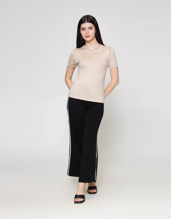 ZES Basic Plain Rib Tee Kaos Lengan Pendek Wanita CRLTP002