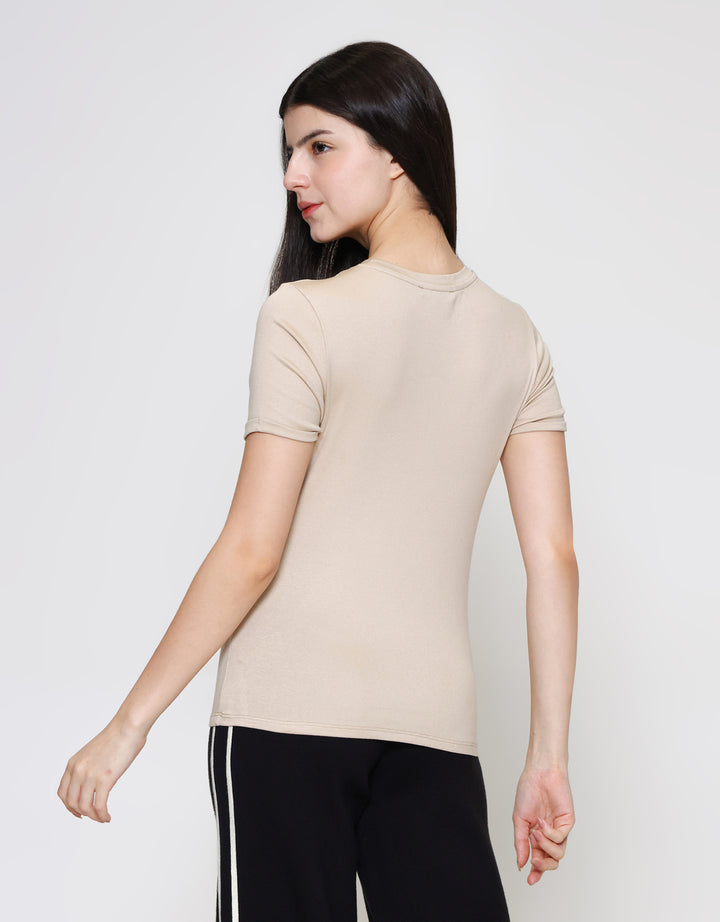 ZES Basic Plain Rib Tee Kaos Lengan Pendek Wanita CRLTP002