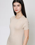 ZES Basic Plain Rib Tee Kaos Lengan Pendek Wanita CRLTP002