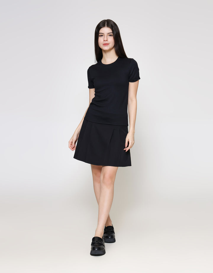 ZES Basic Plain Rib Tee Kaos Lengan Pendek Wanita CRLTP002