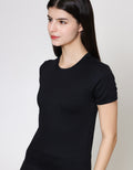 ZES Basic Plain Rib Tee Kaos Lengan Pendek Wanita CRLTP002