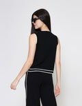 ZES Knit With Contrast Line Vest Wanita DTROW006