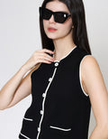 ZES Knit With Contrast Line Vest Wanita DTROW006