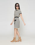ZES Mini Skirt Stripe With Gold Button Rok Mini Wanita AMJKB001