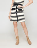 ZES Mini Skirt Stripe With Gold Button Rok Mini Wanita AMJKB001