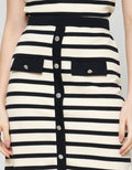 ZES Mini Skirt Stripe With Gold Button Rok Mini Wanita AMJKB001