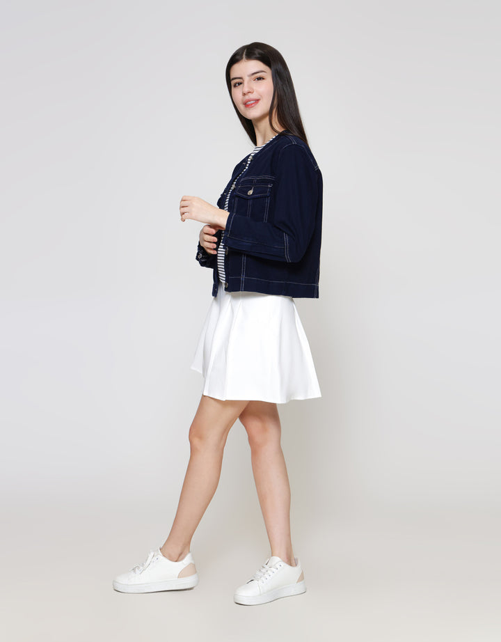 ZES Regular With Double Pocket Jaket Denim Wanita BLDT001