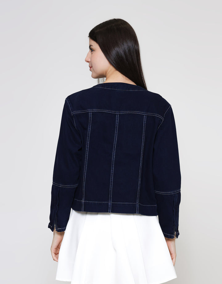 ZES Regular With Double Pocket Jaket Denim Wanita BLDT001
