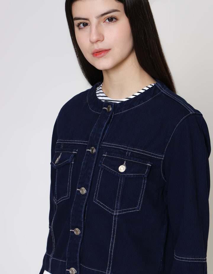 ZES Regular With Double Pocket Jaket Denim Wanita BLDT001