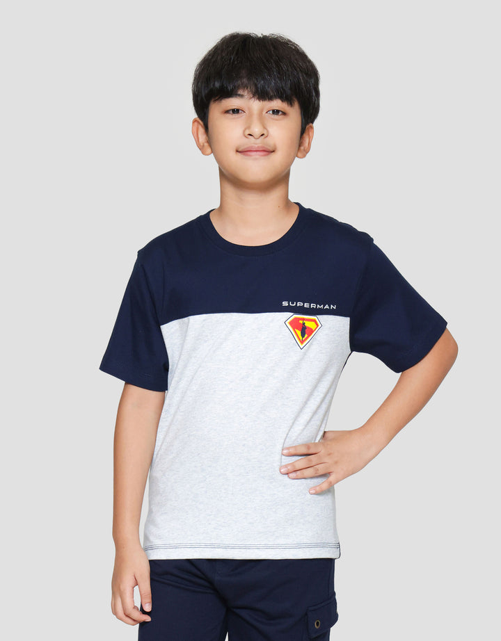 Character Superman Movie Cut Sew Sup Print Kaos Anak Laki-laki