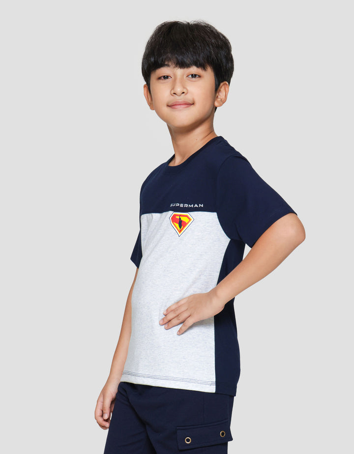 Character Superman Movie Cut Sew Sup Print Kaos Anak Laki-laki
