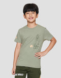 Character Jurassic T-Rex Logo Patch Print Kaos Anak Laki-laki