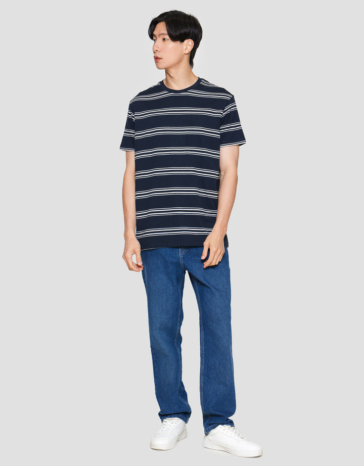 Cole Stripes Rib Kaos Lengan Pendek Pria