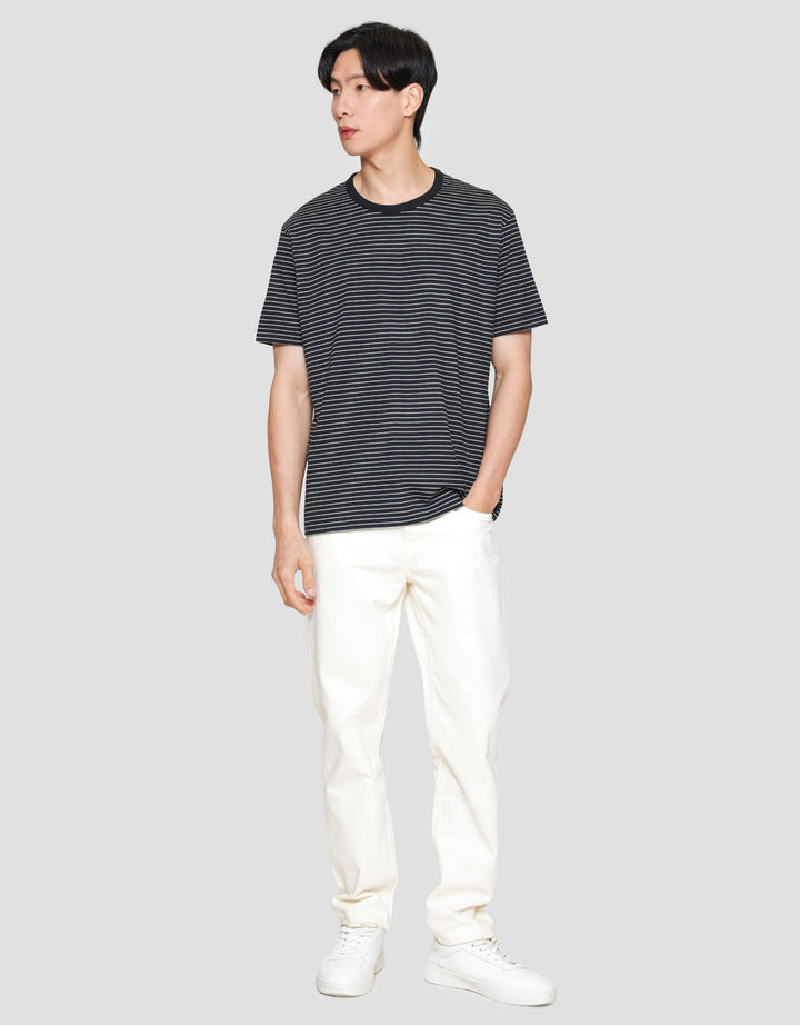 Cole Stripes Small Neck Kaos Lengan Pendek Pria