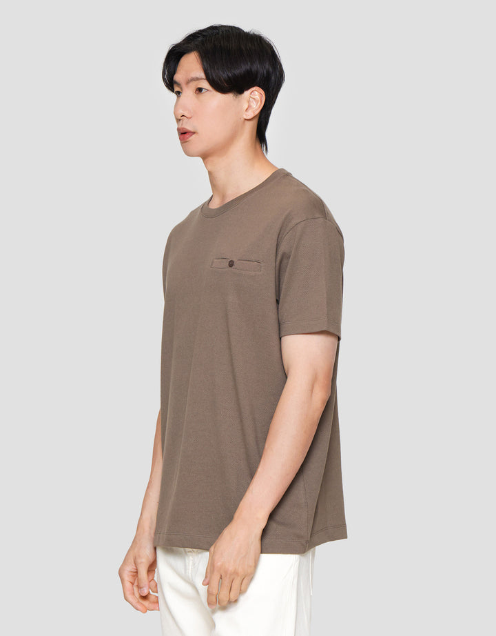 Cole Solid Popcorn Pocket Button Kaos Lengan Pendek Pria
