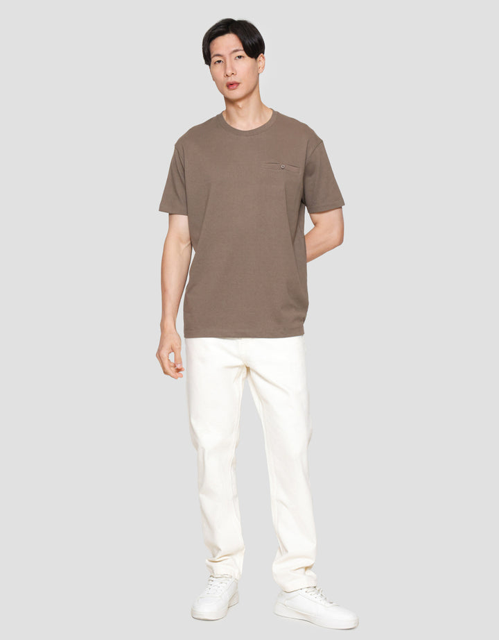 Cole Solid Popcorn Pocket Button Kaos Lengan Pendek Pria