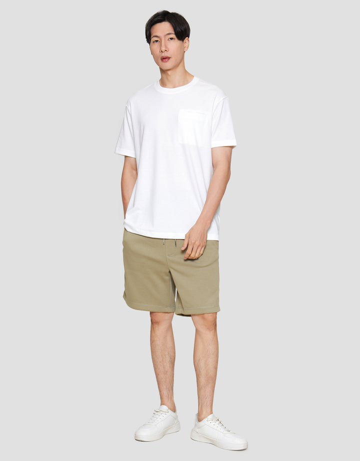 Cole Solid Popcorn Pocket Button Kaos Lengan Pendek Pria