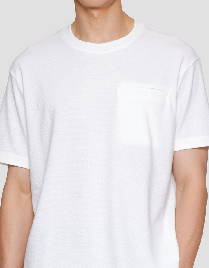 Cole Solid Popcorn Pocket Button Kaos Lengan Pendek Pria