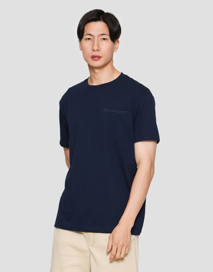 Cole Solid Popcorn Pocket Button Kaos Lengan Pendek Pria