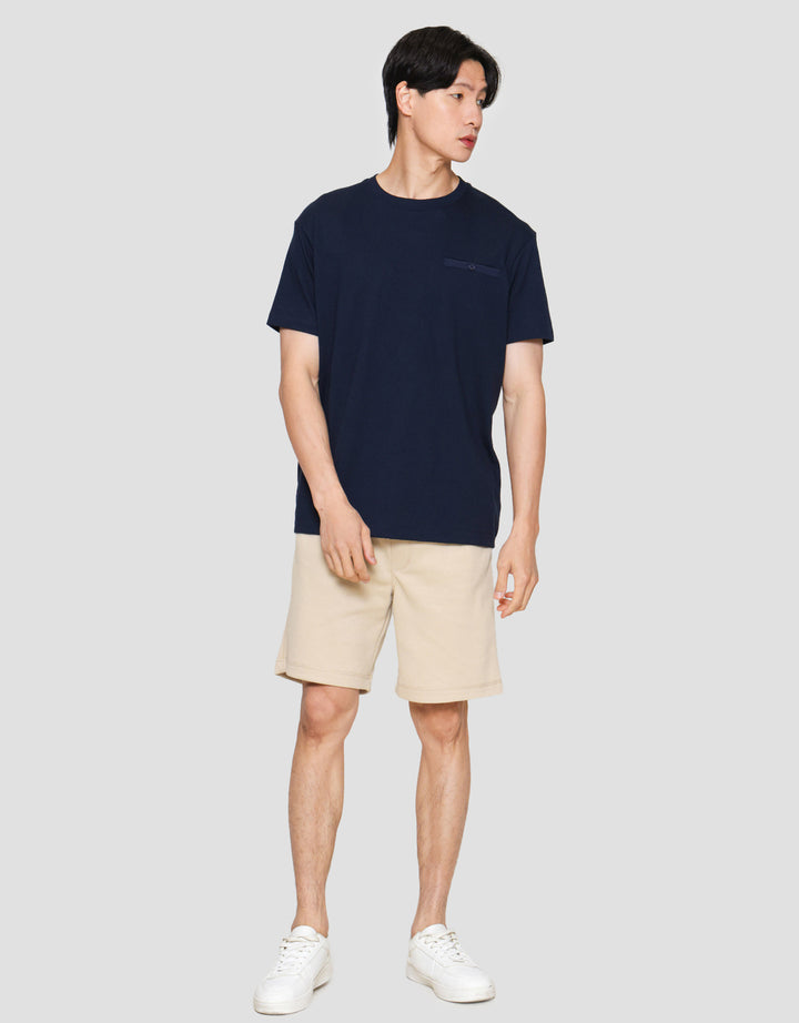 Cole Solid Popcorn Pocket Button Kaos Lengan Pendek Pria