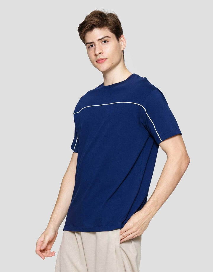 Cole Solid Interlock Piping Kaos Lengan Pendek Pria