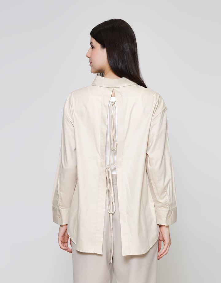 ZES Back Ribbon Opening Kemeja Wanita TSBWT010