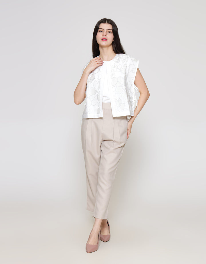 ZES Ribbon On Side With Flower Embro Vest Wanita TSBOW001