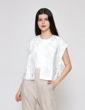 ZES Ribbon On Side With Flower Embro Vest Wanita TSBOW001