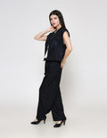 ZES Ribbon On Side With Flower Embro Vest Wanita TSBOW001