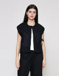 ZES Ribbon On Side With Flower Embro Vest Wanita TSBOW001
