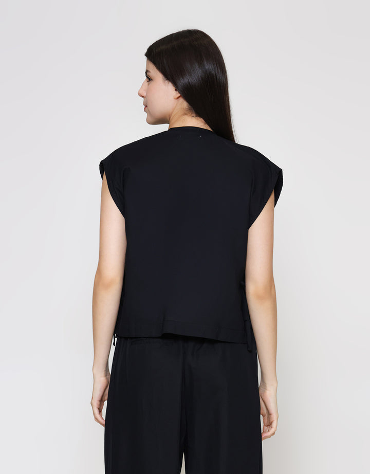 ZES Ribbon On Side With Flower Embro Vest Wanita TSBOW001