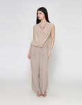 ZES Sleeveless Drape Blouse Wanita MPRWT005
