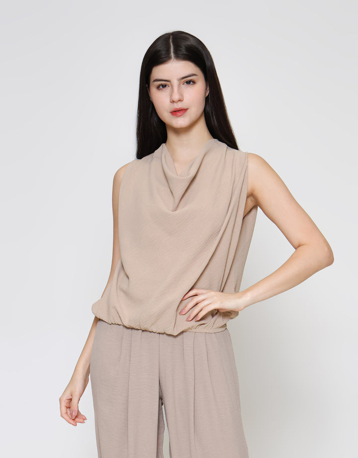 ZES Sleeveless Drape Blouse Wanita MPRWT005