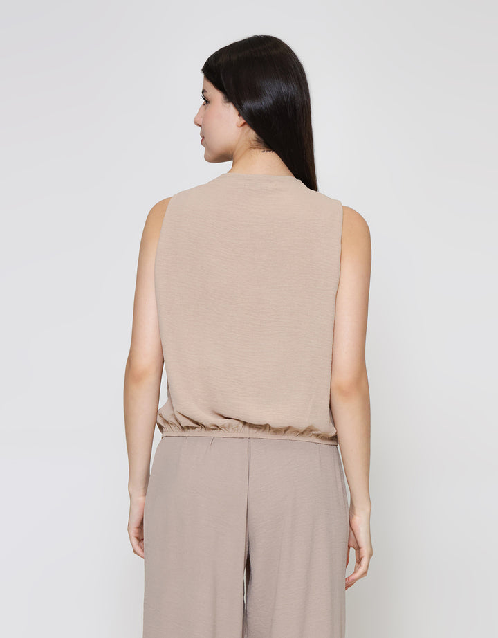 ZES Sleeveless Drape Blouse Wanita MPRWT005