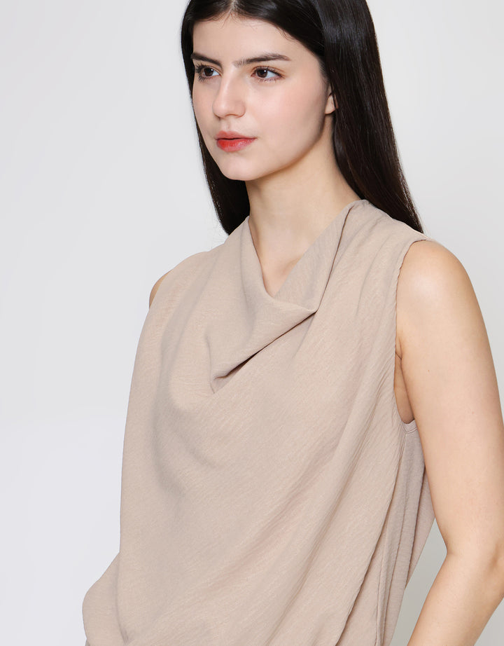 ZES Sleeveless Drape Blouse Wanita MPRWT005