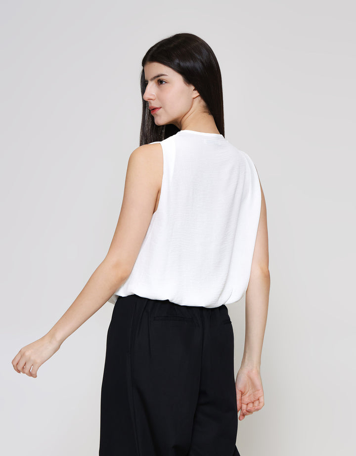 ZES Sleeveless Drape Blouse Wanita MPRWT005