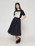 ZES Basic A Line Nylon Rok Midi Wanita MASWB004