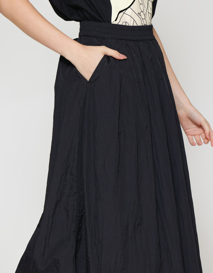 ZES Basic A Line Nylon Rok Midi Wanita MASWB004