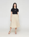 ZES Basic A Line Nylon Rok Midi Wanita MASWB004