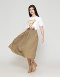 ZES Basic A Line Nylon Rok Midi Wanita MASWB004