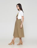 ZES Basic A Line Nylon Rok Midi Wanita MASWB004