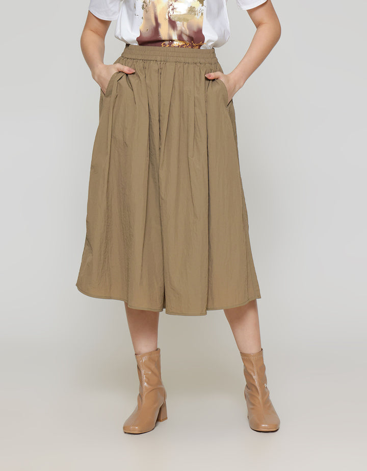 ZES Basic A Line Nylon Rok Midi Wanita MASWB004
