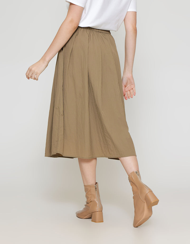 ZES Basic A Line Nylon Rok Midi Wanita MASWB004