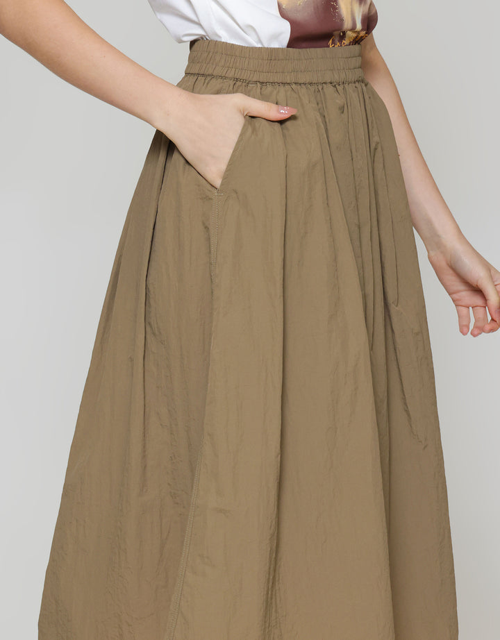 ZES Basic A Line Nylon Rok Midi Wanita MASWB004