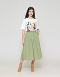 ZES Basic A Line Nylon Rok Midi Wanita MASWB004