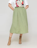 ZES Basic A Line Nylon Rok Midi Wanita MASWB004