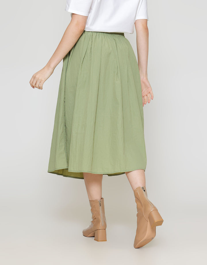ZES Basic A Line Nylon Rok Midi Wanita MASWB004