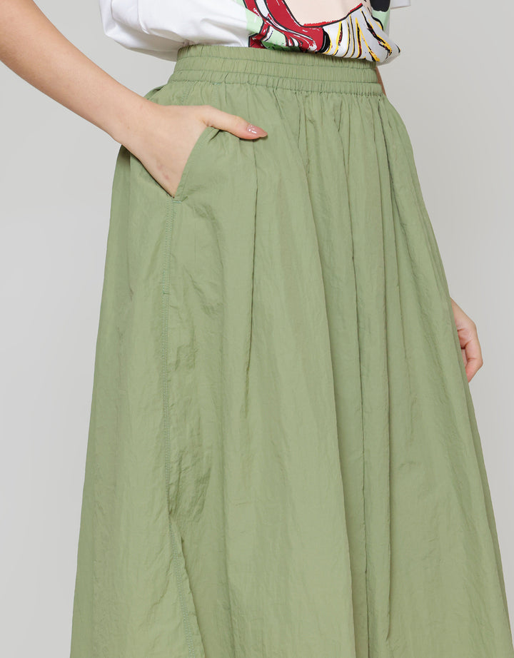 ZES Basic A Line Nylon Rok Midi Wanita MASWB004