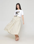 ZES Asymmetrical With Single Pocket Rok Midi Wanita MASWB006